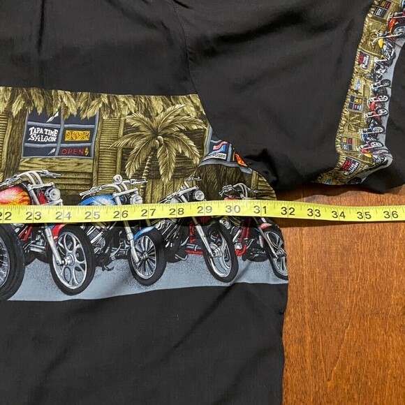Paradise Found Hawaii Hawaiian Motorcycle Print Rayon Shirt Men's Size 4XL - Picture 5 of 9